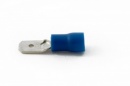 Blue male spade connector 6.3mm - 100 pack
